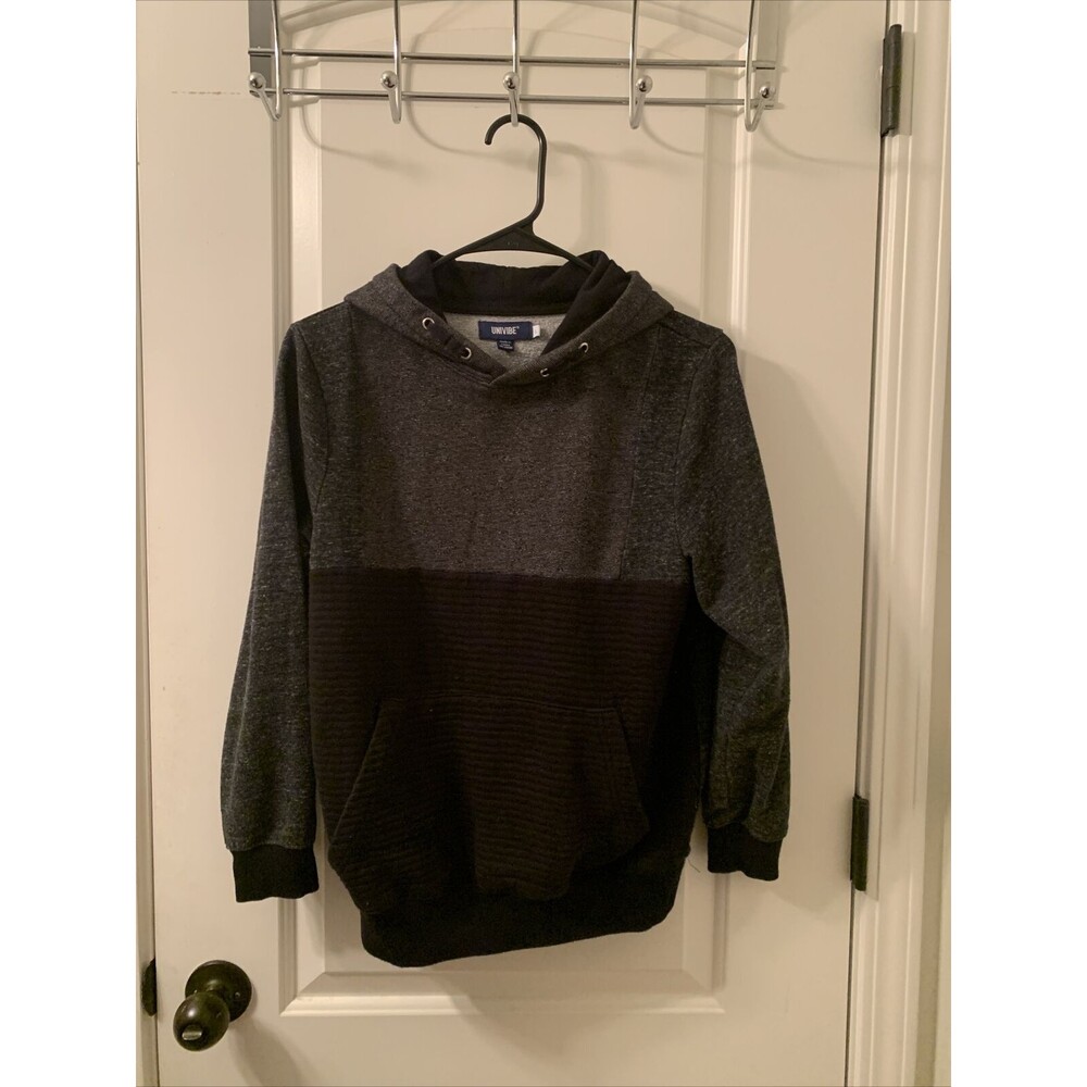 UNIVIBE Boys Black Gray Hoodied Sweatshirt Hoodie Size Large